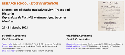 3rd History of Mathematics School of the GDR 3398 "Expressions of mathematical activity: traces and histories"