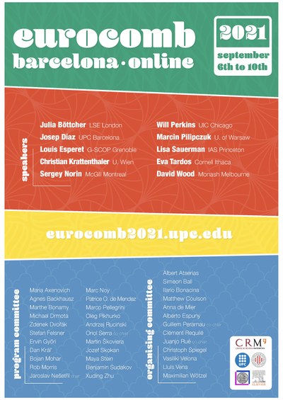 Congrés Europeu de Combinatòria, Teoria de Grafs i Aplicacions (EUROCOMB), 6-10 setembre 2021 a Barcelona